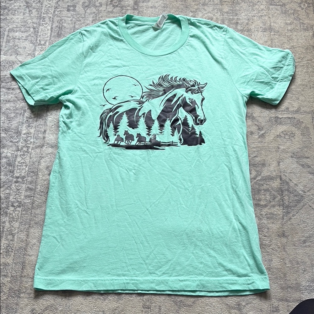 Women’s Mint Green Horse Graphic T-Shirt